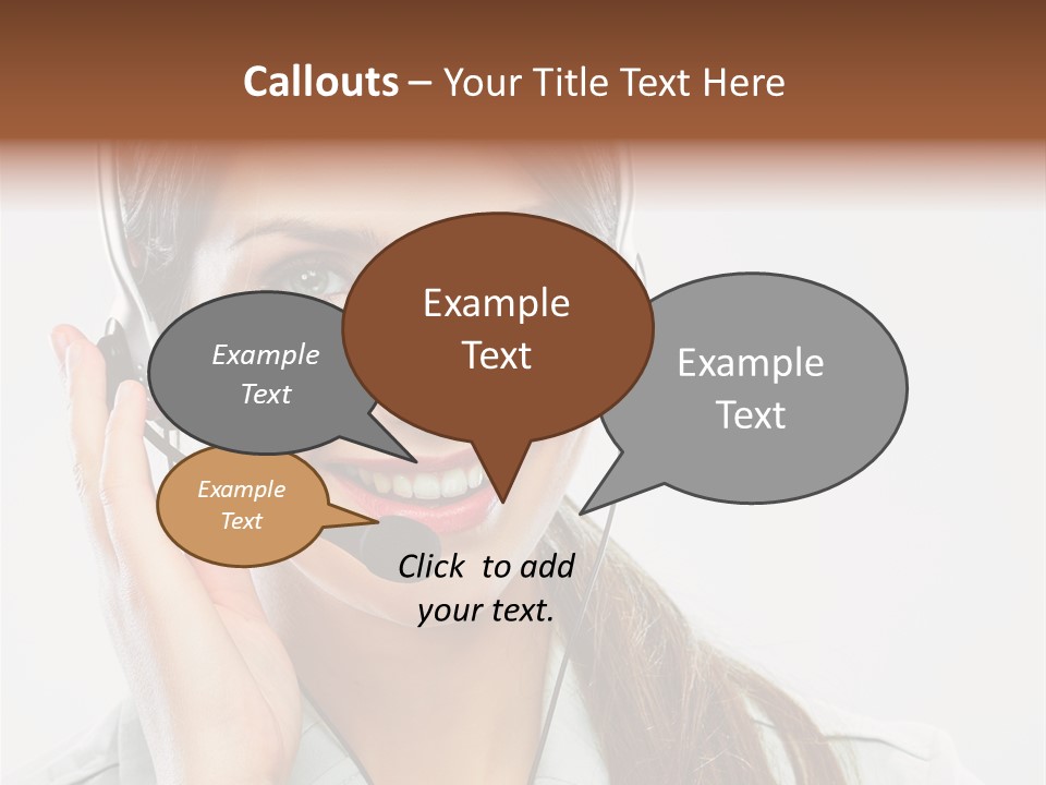 A Woman Wearing A Headset With A Smile On Her Face PowerPoint Template