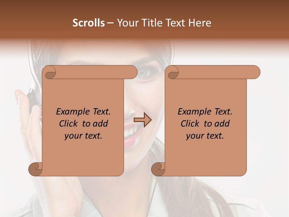 A Woman Wearing A Headset With A Smile On Her Face PowerPoint Template