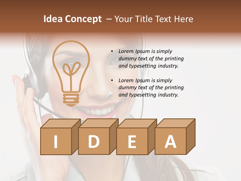 A Woman Wearing A Headset With A Smile On Her Face PowerPoint Template