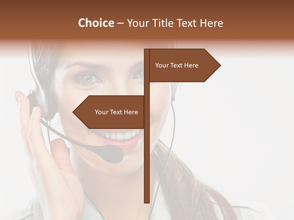 A Woman Wearing A Headset With A Smile On Her Face PowerPoint Template