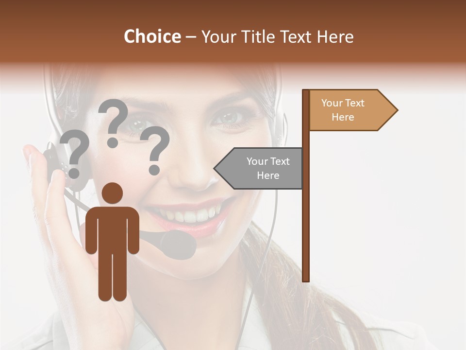A Woman Wearing A Headset With A Smile On Her Face PowerPoint Template