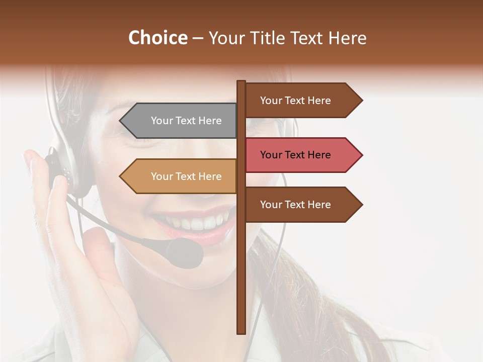 A Woman Wearing A Headset With A Smile On Her Face PowerPoint Template