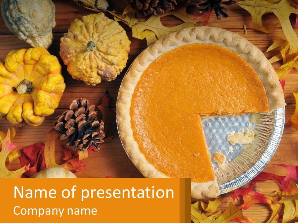 A Pie With A Piece Missing From It On A Table PowerPoint Template