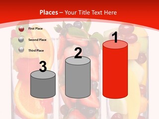 Three Glasses Filled With Different Types Of Fruit PowerPoint Template