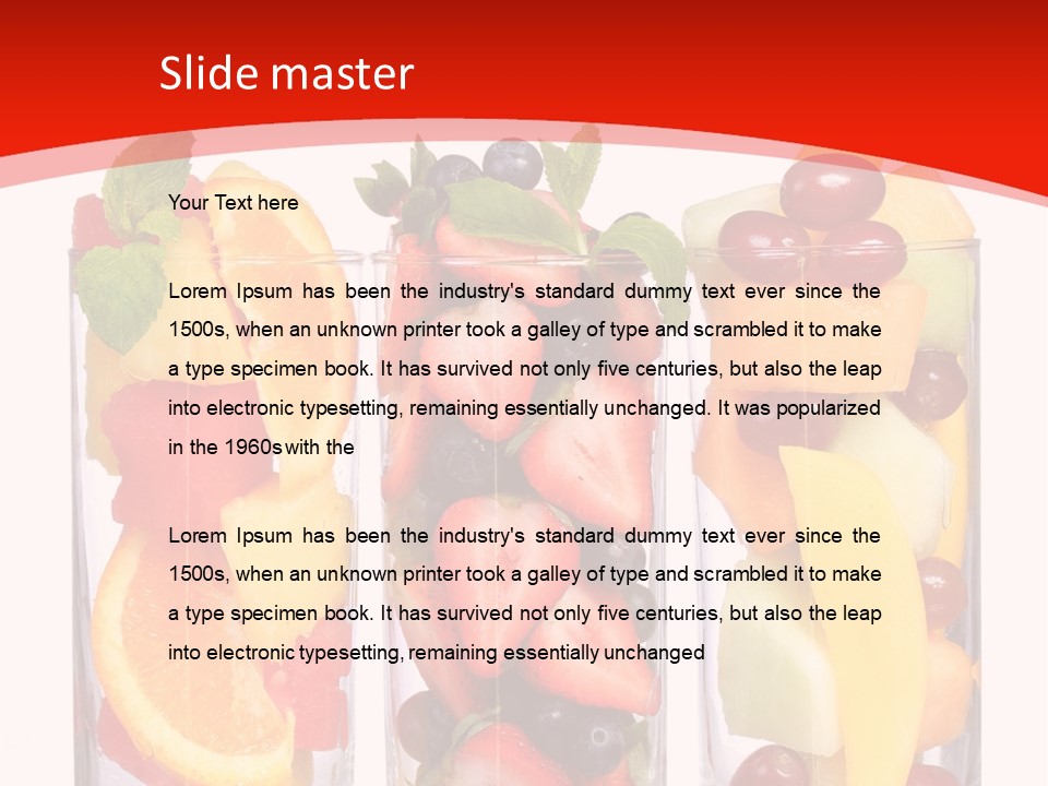 Three Glasses Filled With Different Types Of Fruit PowerPoint Template