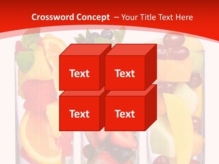 Three Glasses Filled With Different Types Of Fruit PowerPoint Template