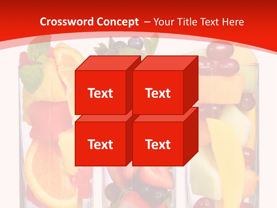 Three Glasses Filled With Different Types Of Fruit PowerPoint Template