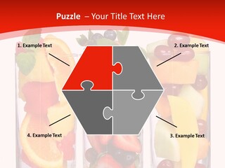 Three Glasses Filled With Different Types Of Fruit PowerPoint Template