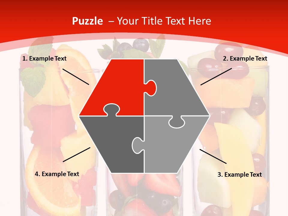 Three Glasses Filled With Different Types Of Fruit PowerPoint Template