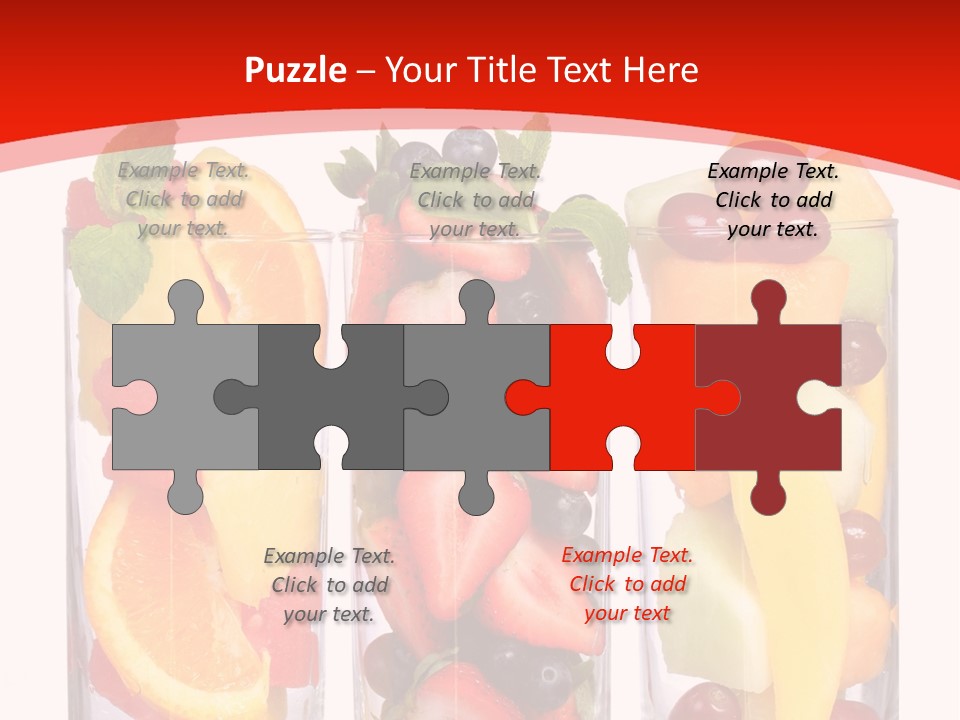 Three Glasses Filled With Different Types Of Fruit PowerPoint Template