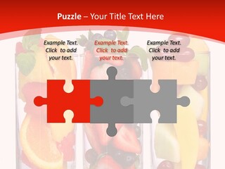 Three Glasses Filled With Different Types Of Fruit PowerPoint Template