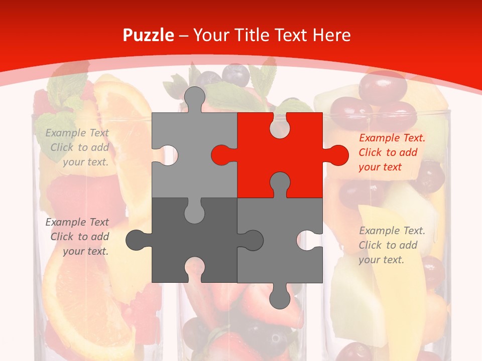 Three Glasses Filled With Different Types Of Fruit PowerPoint Template