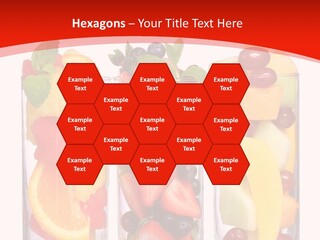 Three Glasses Filled With Different Types Of Fruit PowerPoint Template
