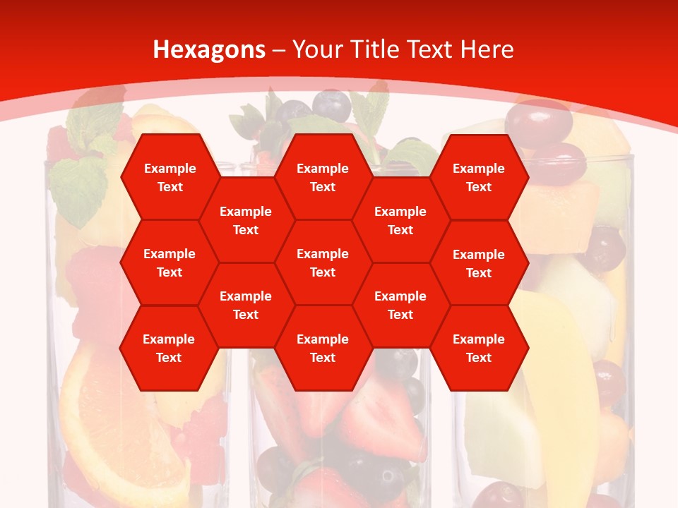 Three Glasses Filled With Different Types Of Fruit PowerPoint Template