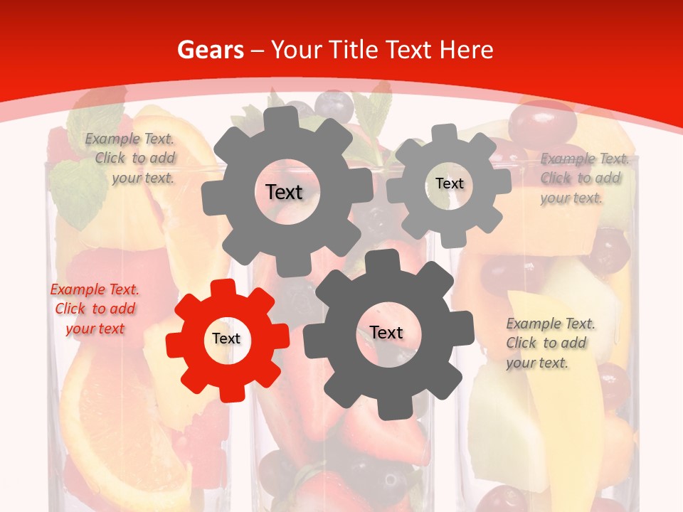 Three Glasses Filled With Different Types Of Fruit PowerPoint Template