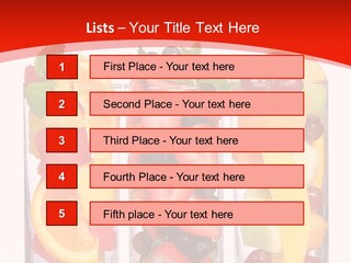 Three Glasses Filled With Different Types Of Fruit PowerPoint Template