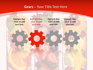 Three Glasses Filled With Different Types Of Fruit PowerPoint Template