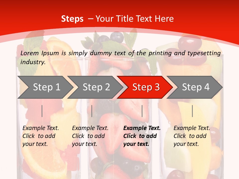 Three Glasses Filled With Different Types Of Fruit PowerPoint Template