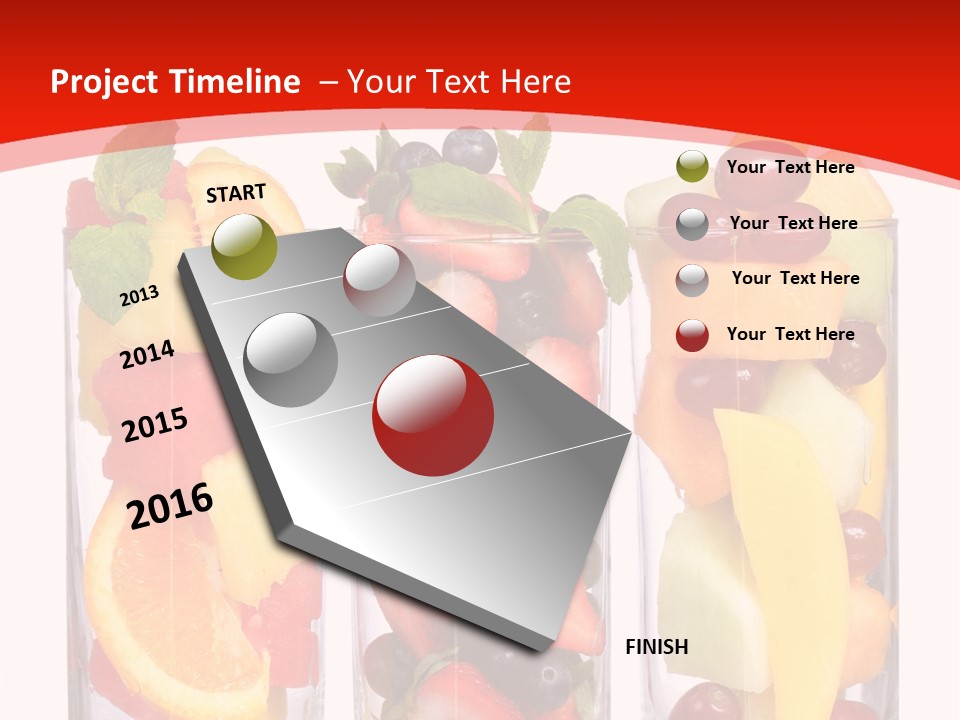 Three Glasses Filled With Different Types Of Fruit PowerPoint Template