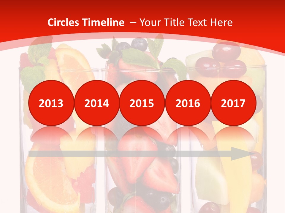 Three Glasses Filled With Different Types Of Fruit PowerPoint Template