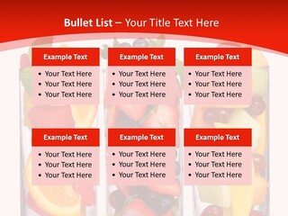 Three Glasses Filled With Different Types Of Fruit PowerPoint Template