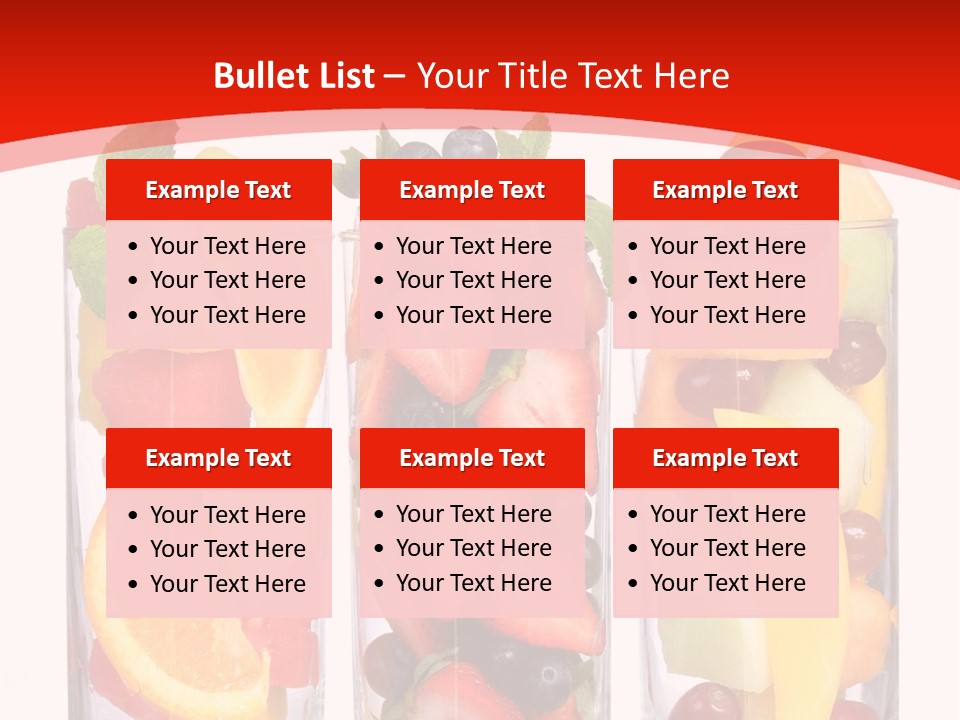Three Glasses Filled With Different Types Of Fruit PowerPoint Template