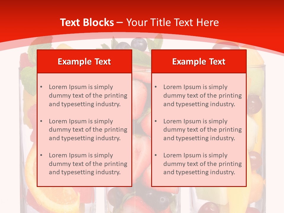Three Glasses Filled With Different Types Of Fruit PowerPoint Template