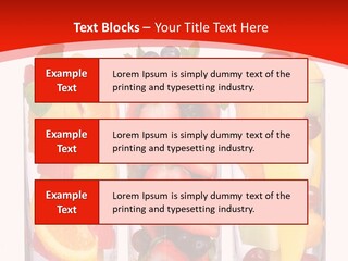 Three Glasses Filled With Different Types Of Fruit PowerPoint Template