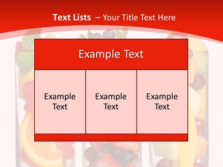 Three Glasses Filled With Different Types Of Fruit PowerPoint Template
