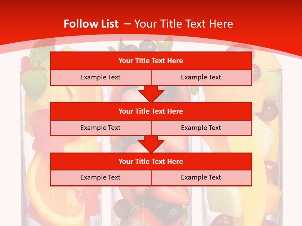 Three Glasses Filled With Different Types Of Fruit PowerPoint Template