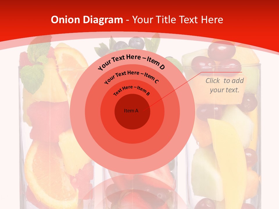 Three Glasses Filled With Different Types Of Fruit PowerPoint Template