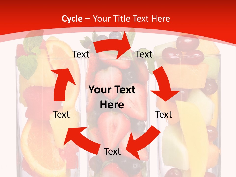 Three Glasses Filled With Different Types Of Fruit PowerPoint Template