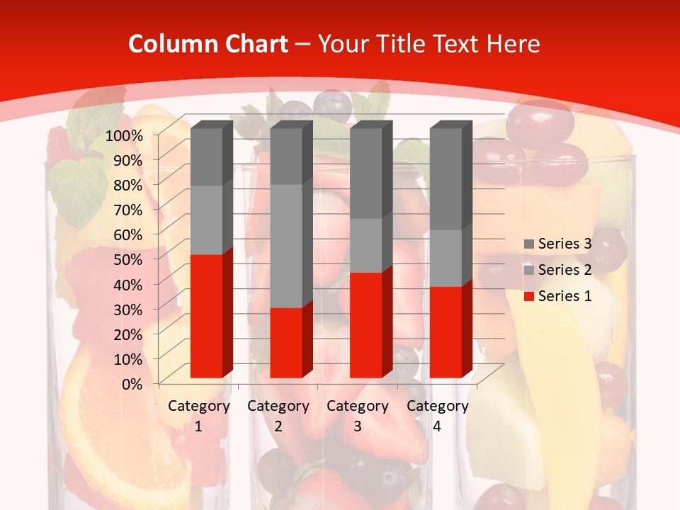 Three Glasses Filled With Different Types Of Fruit PowerPoint Template