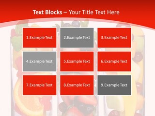 Three Glasses Filled With Different Types Of Fruit PowerPoint Template
