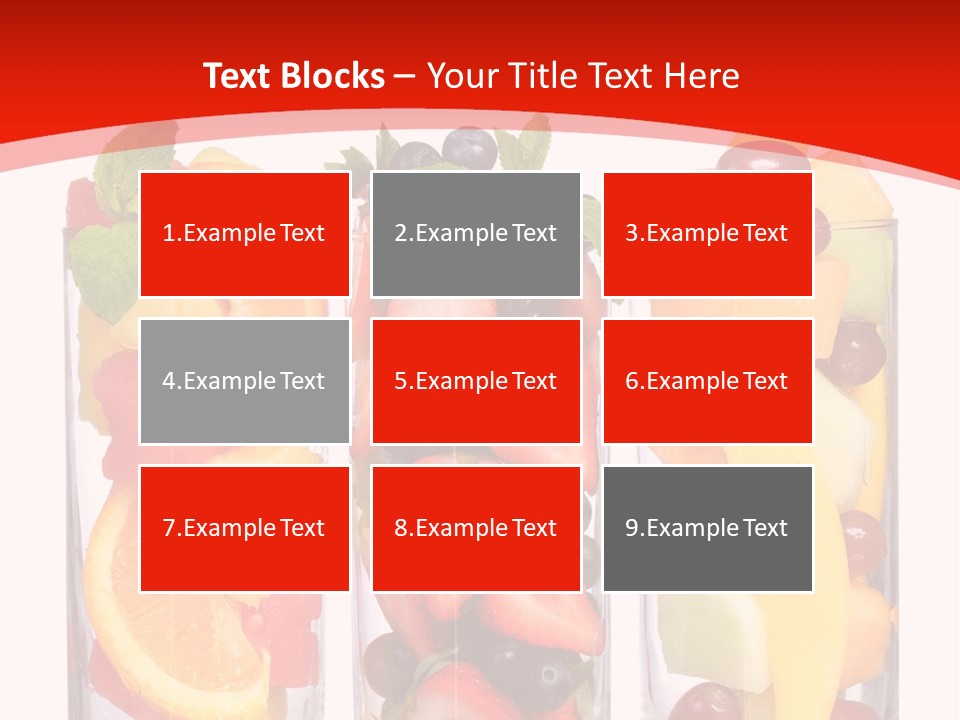 Three Glasses Filled With Different Types Of Fruit PowerPoint Template