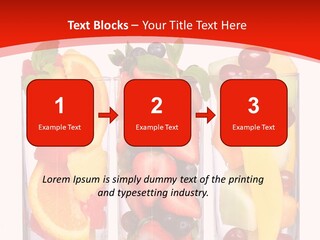 Three Glasses Filled With Different Types Of Fruit PowerPoint Template