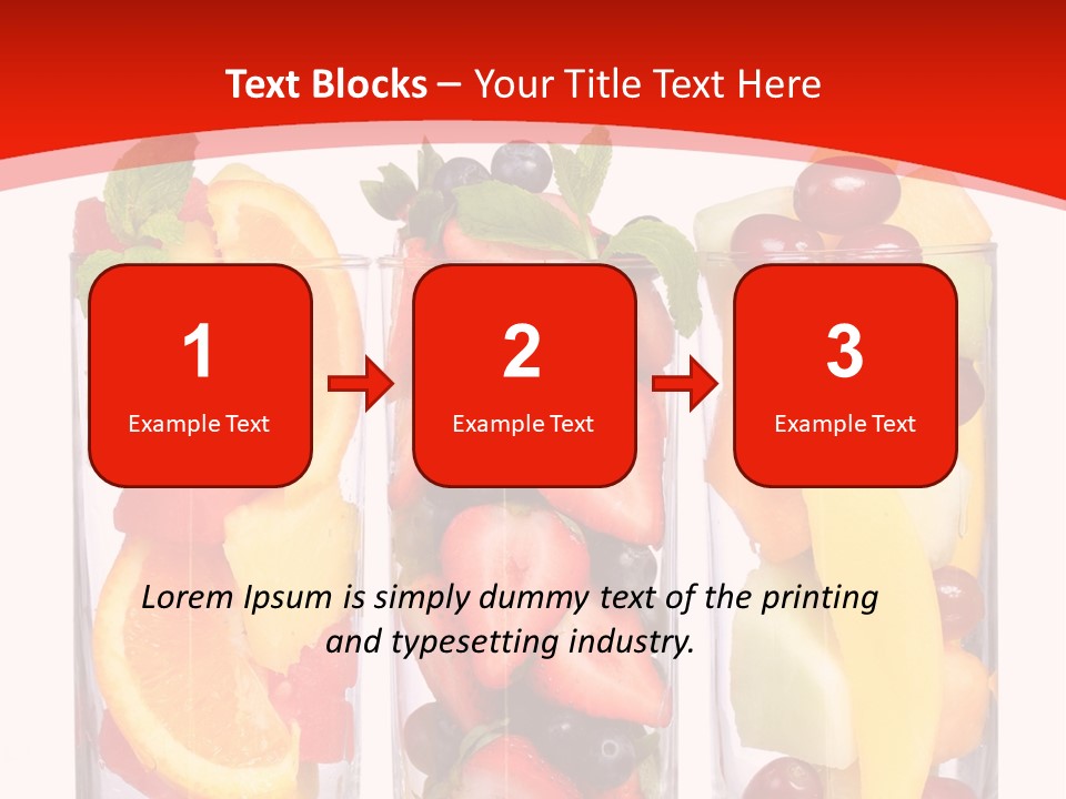 Three Glasses Filled With Different Types Of Fruit PowerPoint Template