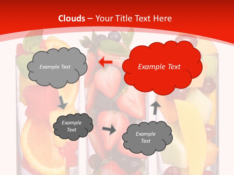 Three Glasses Filled With Different Types Of Fruit PowerPoint Template