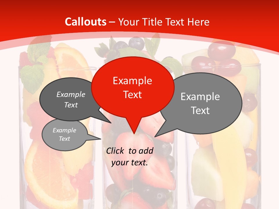Three Glasses Filled With Different Types Of Fruit PowerPoint Template