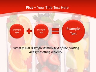 Three Glasses Filled With Different Types Of Fruit PowerPoint Template