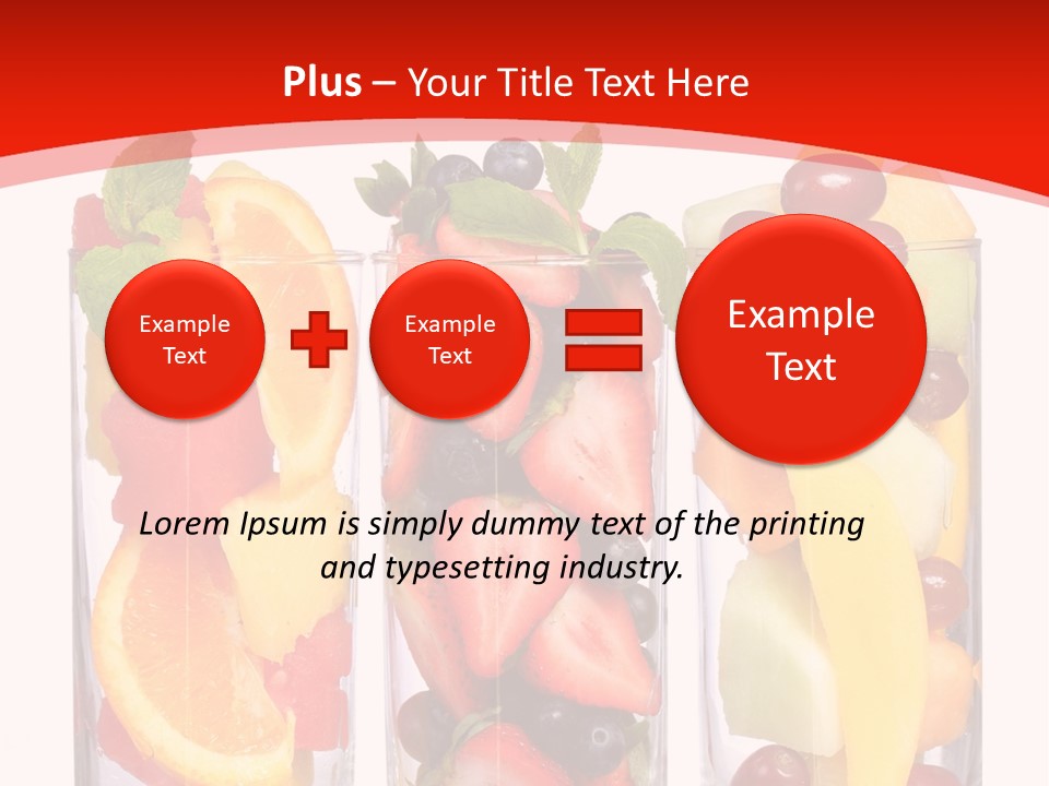 Three Glasses Filled With Different Types Of Fruit PowerPoint Template