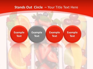 Three Glasses Filled With Different Types Of Fruit PowerPoint Template