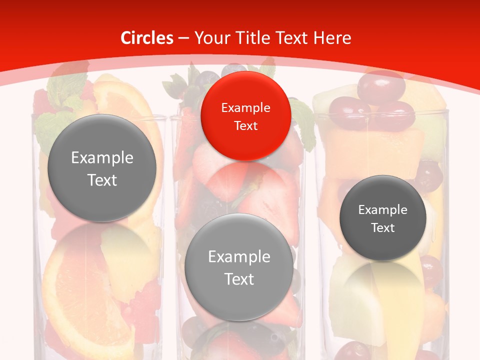 Three Glasses Filled With Different Types Of Fruit PowerPoint Template