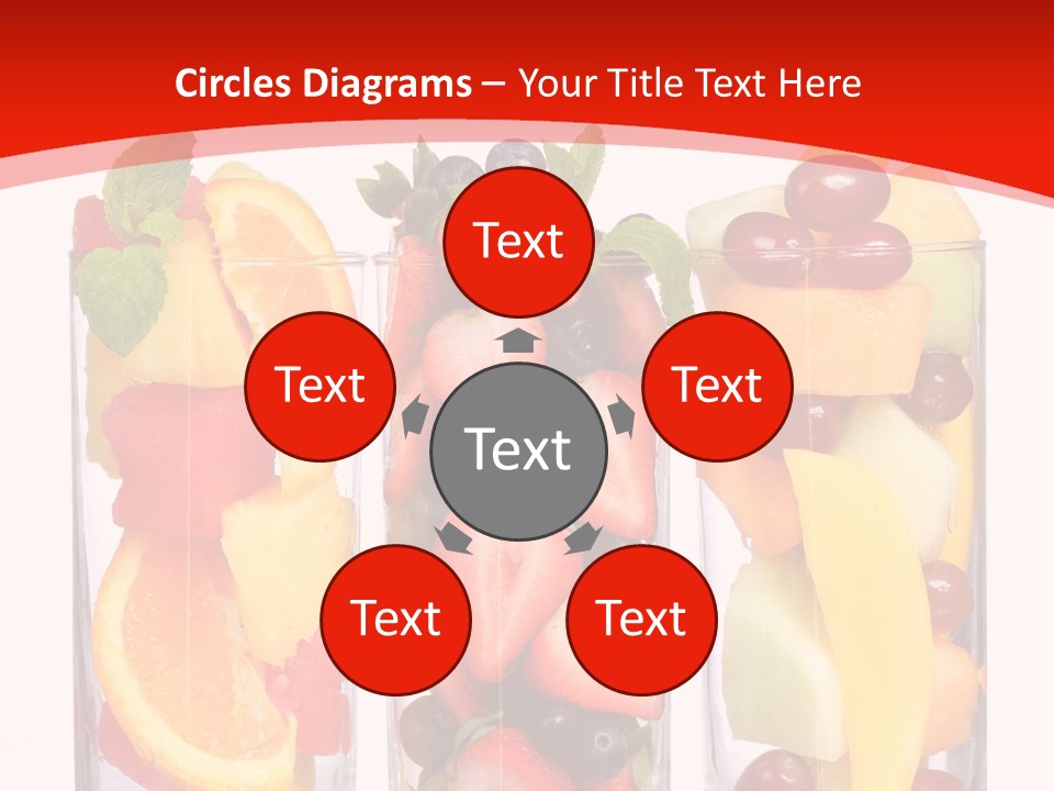 Three Glasses Filled With Different Types Of Fruit PowerPoint Template