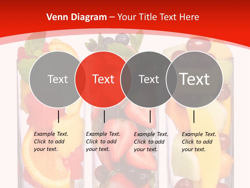 Three Glasses Filled With Different Types Of Fruit PowerPoint Template