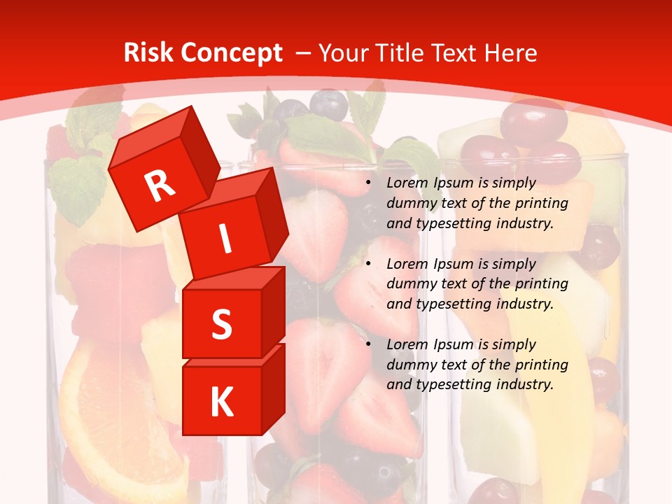 Three Glasses Filled With Different Types Of Fruit PowerPoint Template