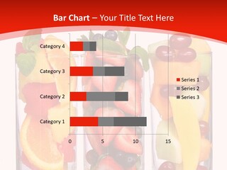 Three Glasses Filled With Different Types Of Fruit PowerPoint Template