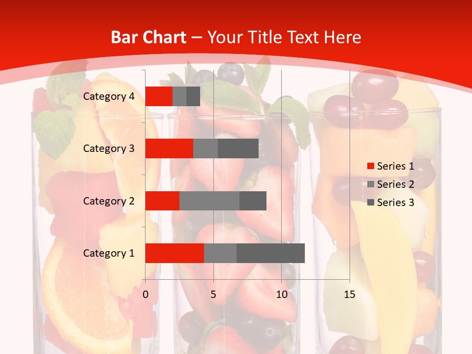 Three Glasses Filled With Different Types Of Fruit PowerPoint Template