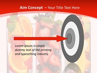 Three Glasses Filled With Different Types Of Fruit PowerPoint Template