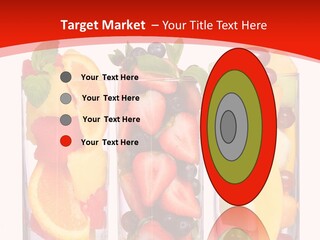 Three Glasses Filled With Different Types Of Fruit PowerPoint Template